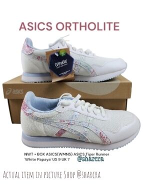 ASICS Women's Ortholite Tiger Runners White Papaya Pink Blue Athletic sneakers 9